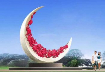 仿真月牙雕塑 電鍍現代月亮牙雕塑 抽象雕塑