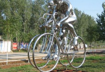 彩繪自行車雕塑 電鍍現(xiàn)代體育雕塑 公園運動員雕塑