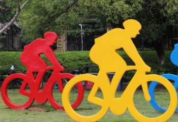 街道自行車雕塑 現代體育雕塑 彩繪運動員雕塑