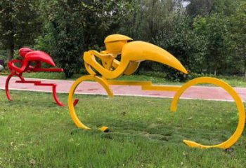 酒店自行車雕塑 景觀體育雕塑 現代運動員雕塑