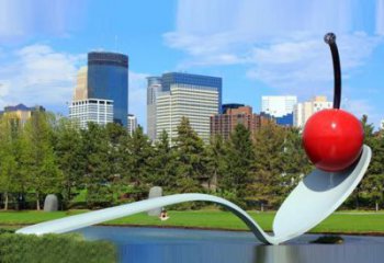 廣場湯匙雕塑 抽象勺子雕塑 烤漆雕塑