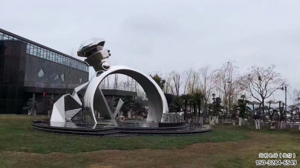 大型指環雕塑 鍛造發光標識雕塑 房地產戒指環雕塑