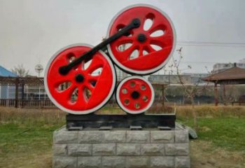 仿真齒輪雕塑 電鍍現(xiàn)代工業(yè)雕塑 部隊(duì)機(jī)械雕塑