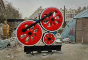 烤漆齒輪雕塑 鋼管工業雕塑 室內機械雕塑