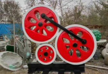 噴漆齒輪雕塑 中式村口工業(yè)雕塑 草地機(jī)械雕塑