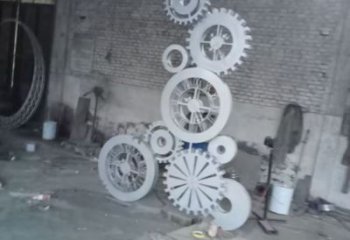 中式齒輪雕塑 啞光工業(yè)雕塑 游樂場機械雕塑