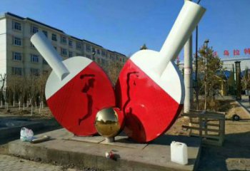 公園球拍雕塑 鏡面公園網(wǎng)球拍雕塑 景觀體育雕塑
