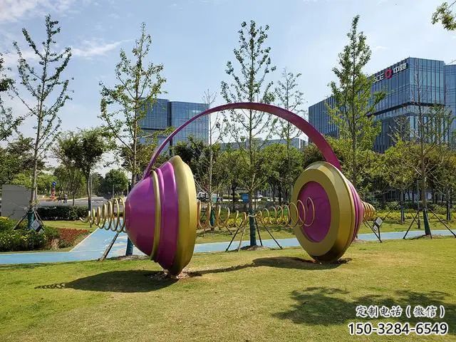 彩繪耳麥雕塑 景觀耳機雕塑 街頭音樂雕塑