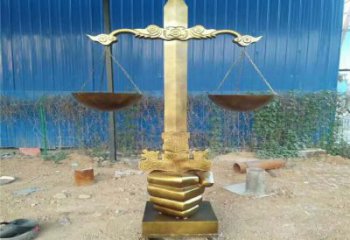 大型天平雕塑 鍛造發光天平秤雕塑 房地產公平雕塑