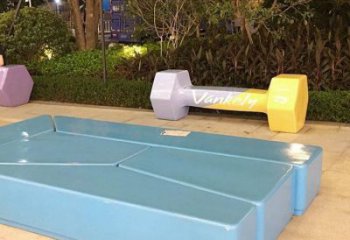 鑄造啞鈴雕塑 中式村口景觀雕塑 景觀體育雕塑