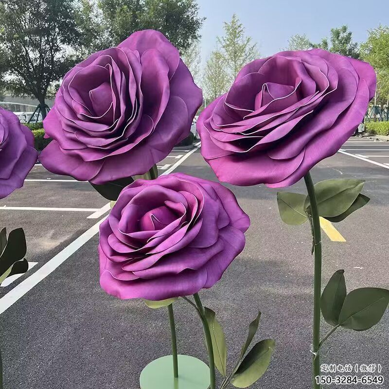 大型月季花雕塑 鍛造發光花卉雕塑 房地產花朵雕塑