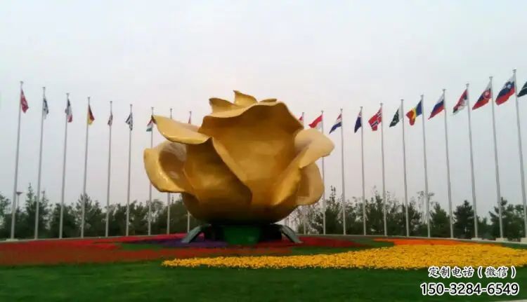幾何月季花雕塑 發光公園花朵雕塑 大門口花卉雕塑