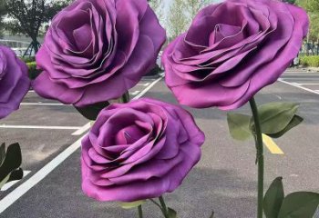 大型月季花雕塑 鍛造發(fā)光花卉雕塑 房地產(chǎn)花朵雕塑