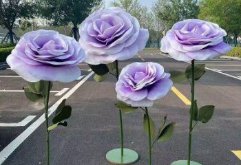 鍛造月季花雕塑 景觀花朵雕塑 戶外花卉雕塑