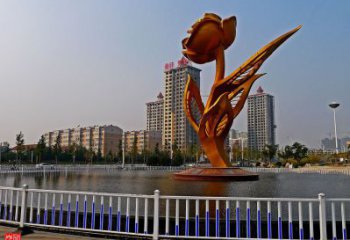 仿古月季花雕塑 騰飛花卉雕塑 房地產(chǎn)花朵雕塑