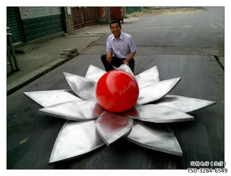 街頭蓮花雕塑 大型別墅區花卉雕塑 鋼管水蓮花雕塑