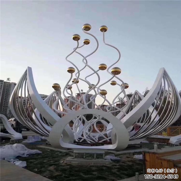 異形蓮花雕塑 現代校園花卉雕塑 校園水蓮花雕塑