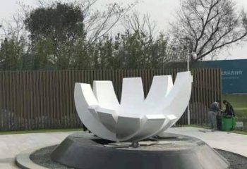 中式蓮花雕塑 啞光水蓮花雕塑 游樂場花卉雕塑