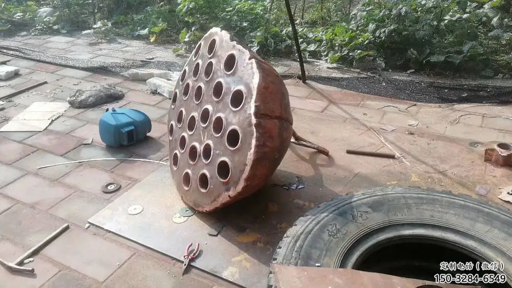鋼管蓮蓬雕塑 異形噴水植物雕塑 農(nóng)村雕塑