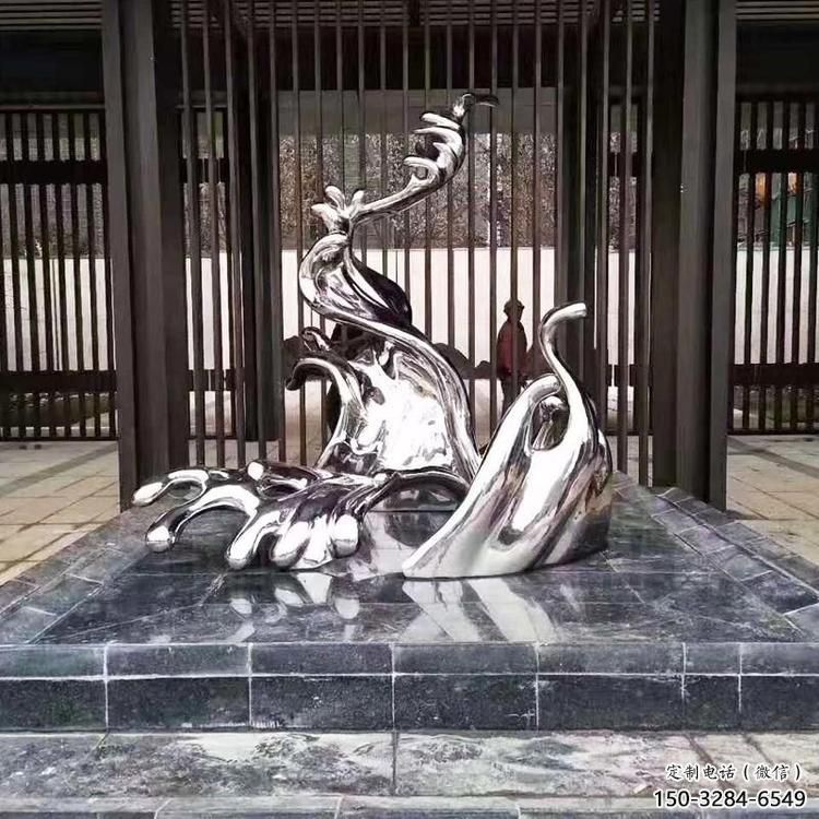 彩繪水花雕塑 電鍍現代水景雕塑 公園雕塑