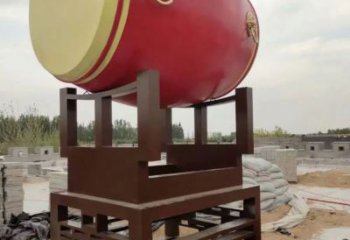 噴漆戰(zhàn)鼓雕塑 中式村口喜慶雕塑 草地民族雕塑