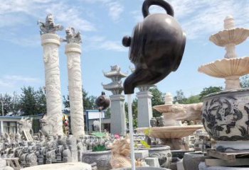 大型天壺雕塑 鍛造發光懸空雕塑 房地產流水雕塑