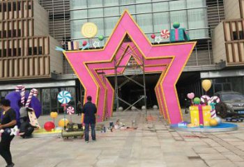 五角星門套雕塑,創(chuàng)意藝術(shù)設(shè)計，不銹鋼景觀大門雕塑