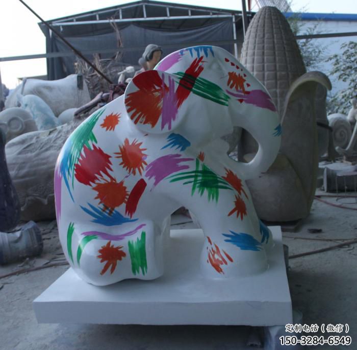 藝術大象雕塑，中式工藝，彩繪大象雕塑制作廠家