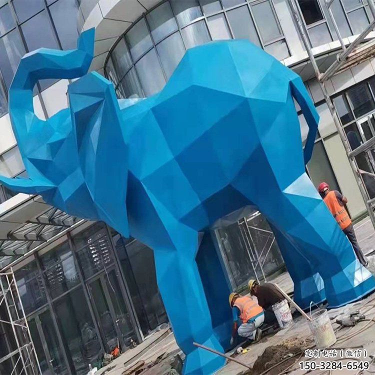 大象雕塑生產，棱面系列，別墅烤漆大象雕塑生產商