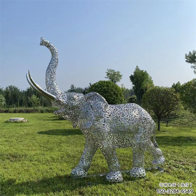 大象雕塑標志精選，街頭藝術，公園鏤空大象雕塑承接