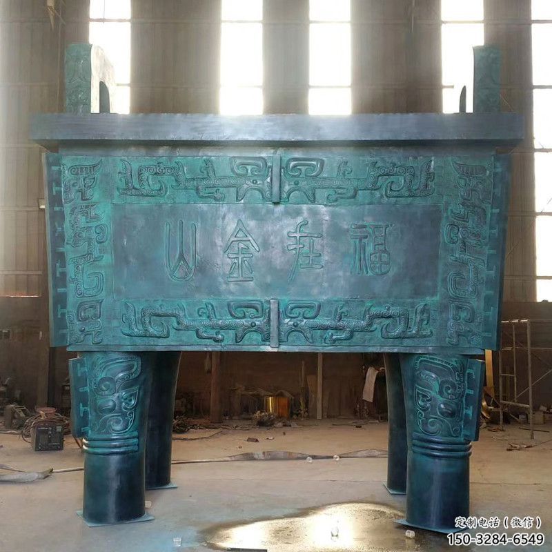 古法紋司母戊鼎雕塑實景圖