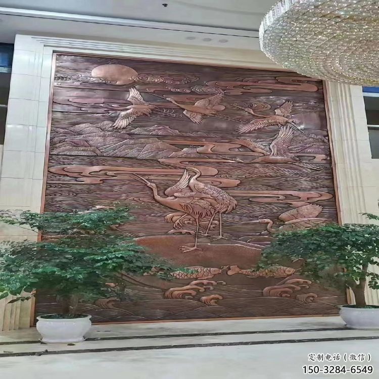 彩繪仙鶴浮雕通用，花園小品，廣場動物浮雕優價