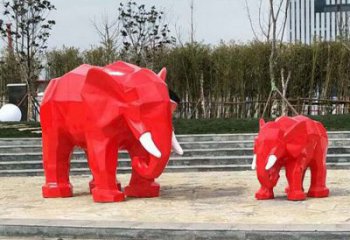 幾何大象雕塑精選，露天雕塑，切面大象雕塑訂做