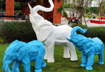 切面大象雕塑擺件供需，動物制作，幾何大象雕塑廠家