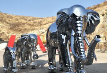 金屬大象雕塑廠家，動(dòng)物景觀雕塑，不銹鋼動(dòng)物雕塑提供