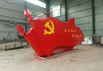 校園黨徽雕塑，拉絲黨建雕塑，抽象主題