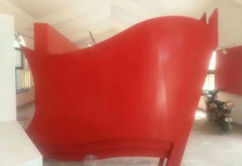小區旗幟雕塑，拉絲黨建雕塑，抽象效果