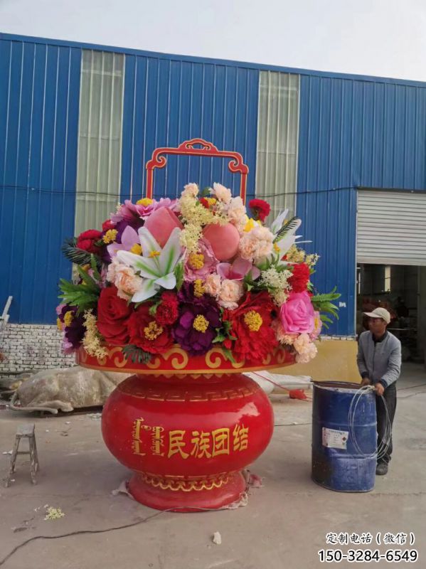 花籃雕塑制造商，露天雕塑，旅游區(qū)花籃雕塑訂做