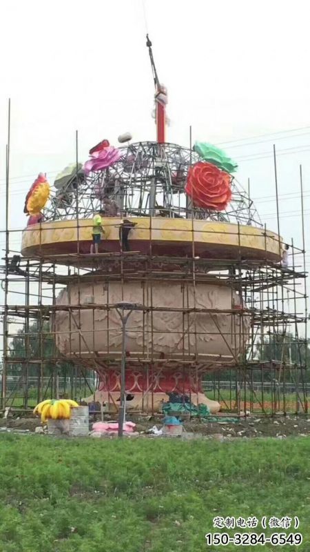 園林花籃雕塑定制，市標雕塑，廣場旅游區花籃雕塑定做