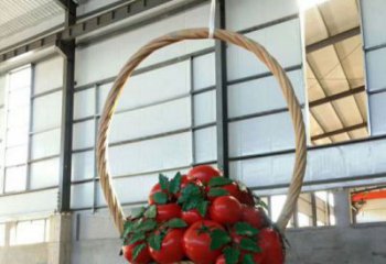 果籃雕塑定做，城區小品，景觀草莓果籃雕塑定價