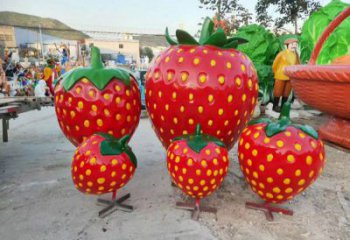果籃雕塑觀賞型，公園小品，景觀草莓果籃雕塑常用