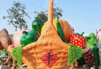 果籃雕塑擺件制造，酒店擺件，仿真果籃雕塑選定