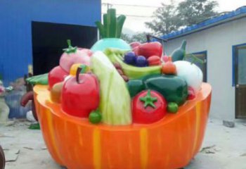 展示果籃雕塑定制，小區雕塑，南瓜果籃雕塑提供