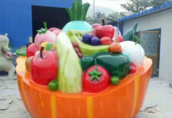 主題果籃雕塑制作，村標(biāo)概念，南瓜果籃雕塑專供