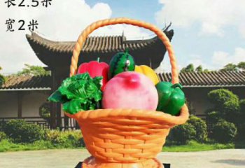 小果籃雕塑訂做，校園雕塑，水果果籃雕塑批發(fā)