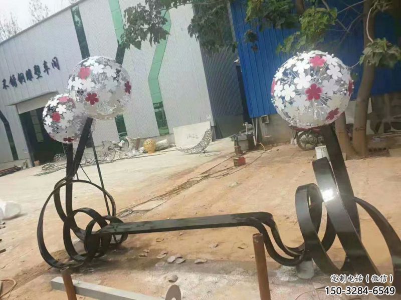 不銹鋼蒲公英坐凳雕塑，景觀類型