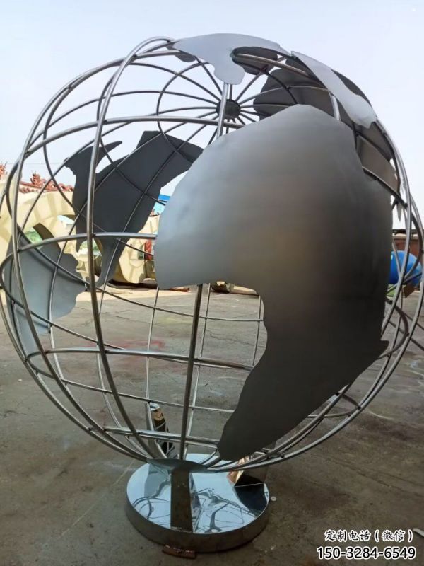 庭院地球儀雕塑，鍍金歐式雕塑，網格形式