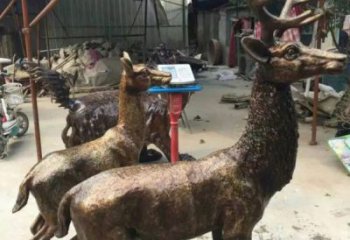 銅鹿雕塑，鑄銅動物雕塑