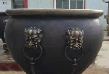 獅獸紫銅缸雕塑-鑄銅工藝