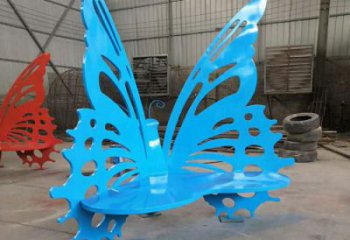 蝴蝶坐凳雕塑制造商，烤漆工藝公園坐凳雕塑